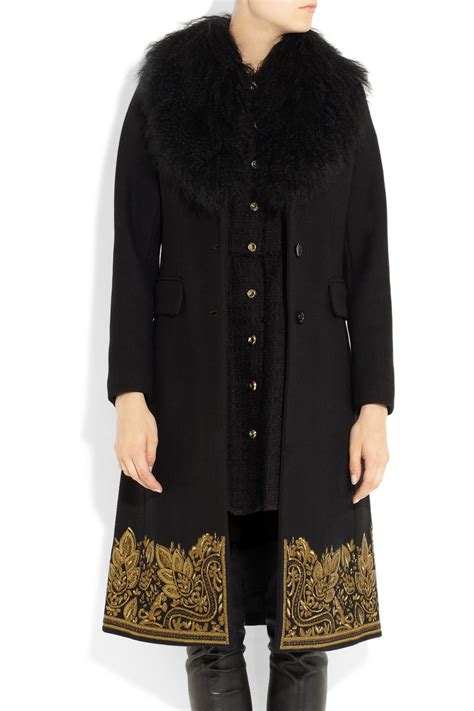 michael kors black sherpa trim jacket|Michael Kors black coat.